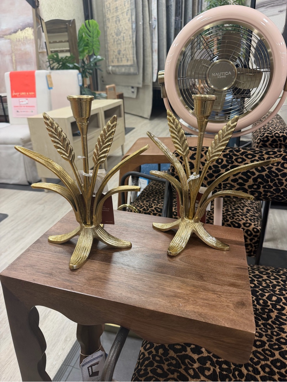 Nautica Gold Leaf Taper Candle Holders - Set of 2